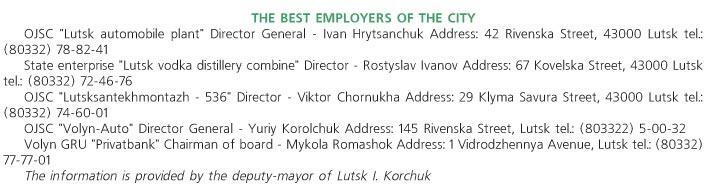 THE BEST EMPLOYERS OF THE CITY