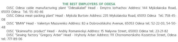 THE BEST EMPLOYERS OF ODESA