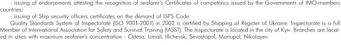INSPECTORATE FOR TRAINING AND CERTIFICATION OF SEAFARERS